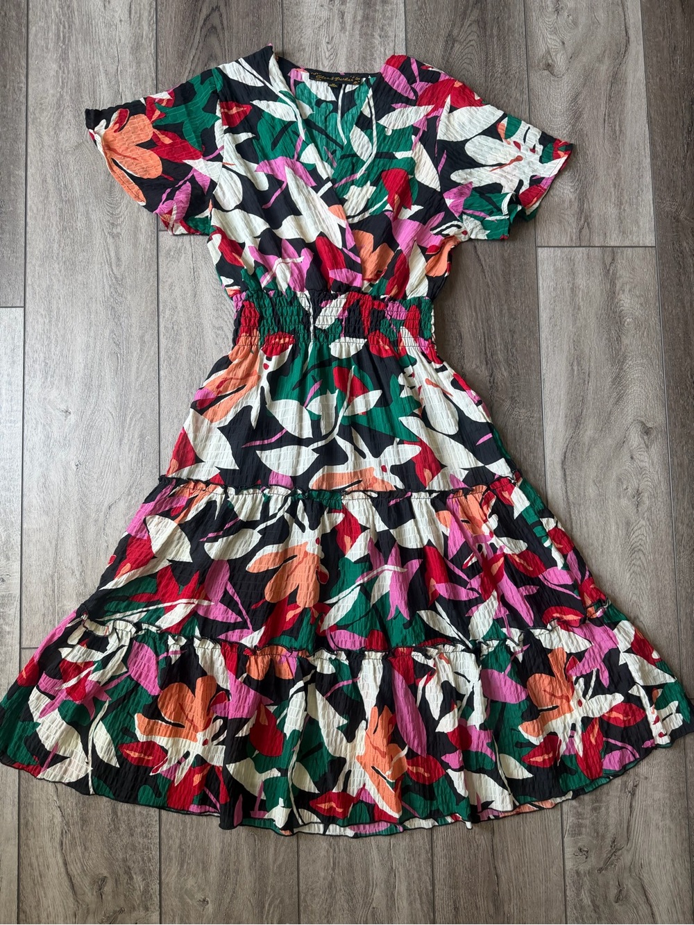 Alex & Parker- Bohemian Colorful Floral Tiered Dress- Vacation Ready (M)